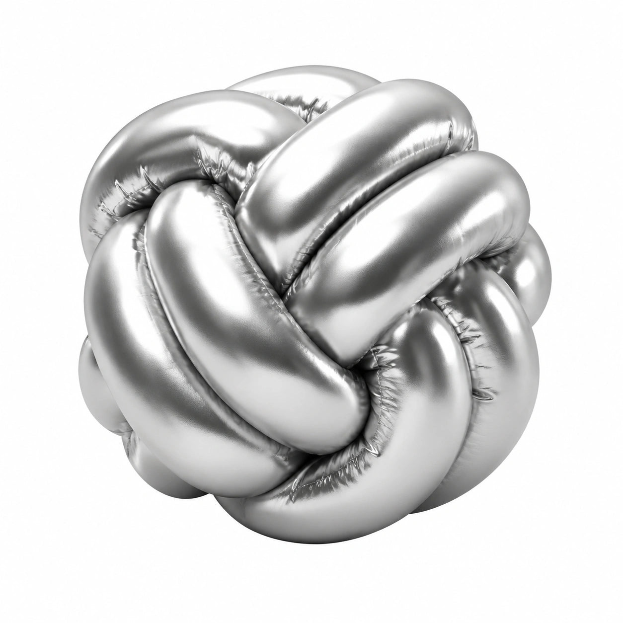 Cuscino decorativo a nodo 35 cm in similpelle argento - stile moderno