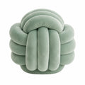 Cuscino decorativo rotondo 35 cm in tessuto verde salvia - design annodato