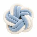 Cuscino decorativo a nodo 35 cm in tessuto vellutato azzurro e bianco - morbido