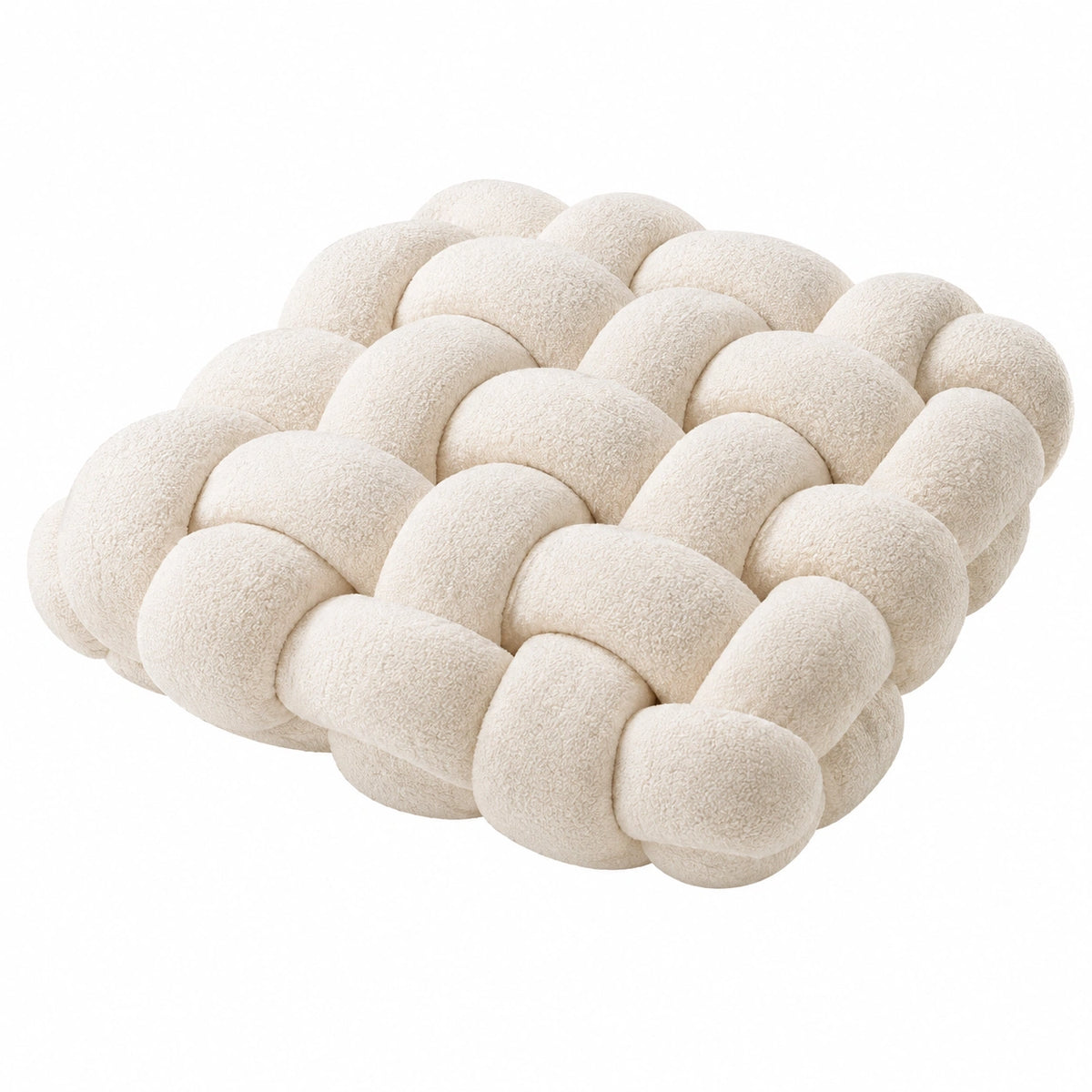 Cuscino decorativo annodato 45 x 45 cm in tessuto bouclé avorio stile moderno