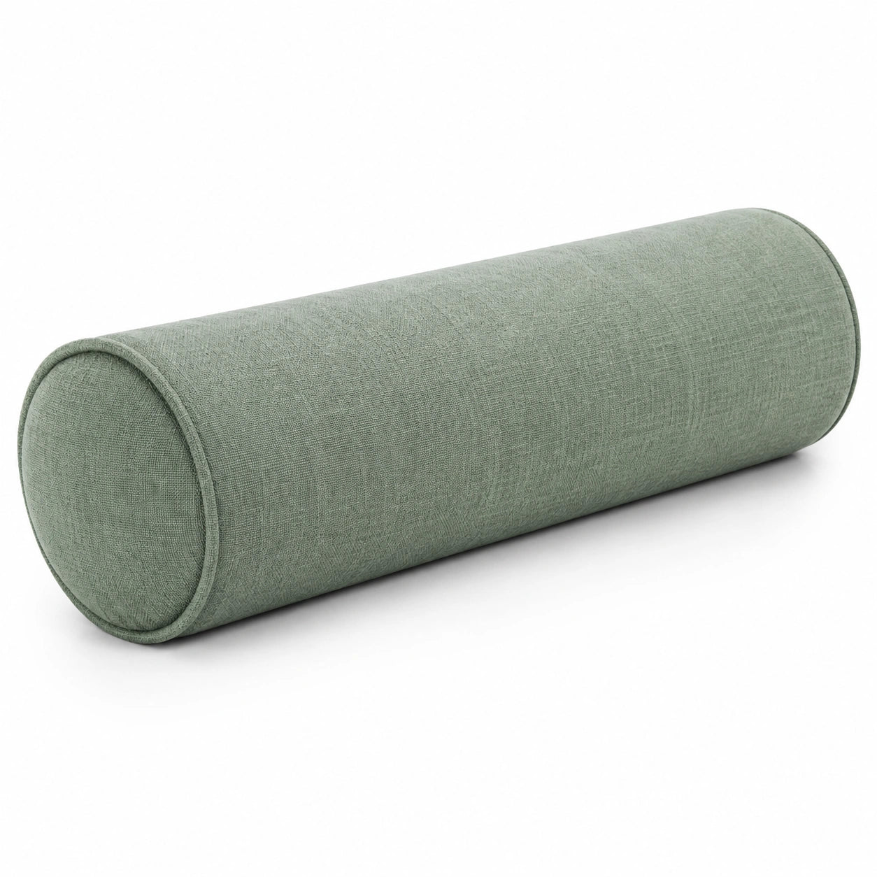 Cuscino cilindrico 50 x 15 cm in tessuto verde salvia per divano e letto