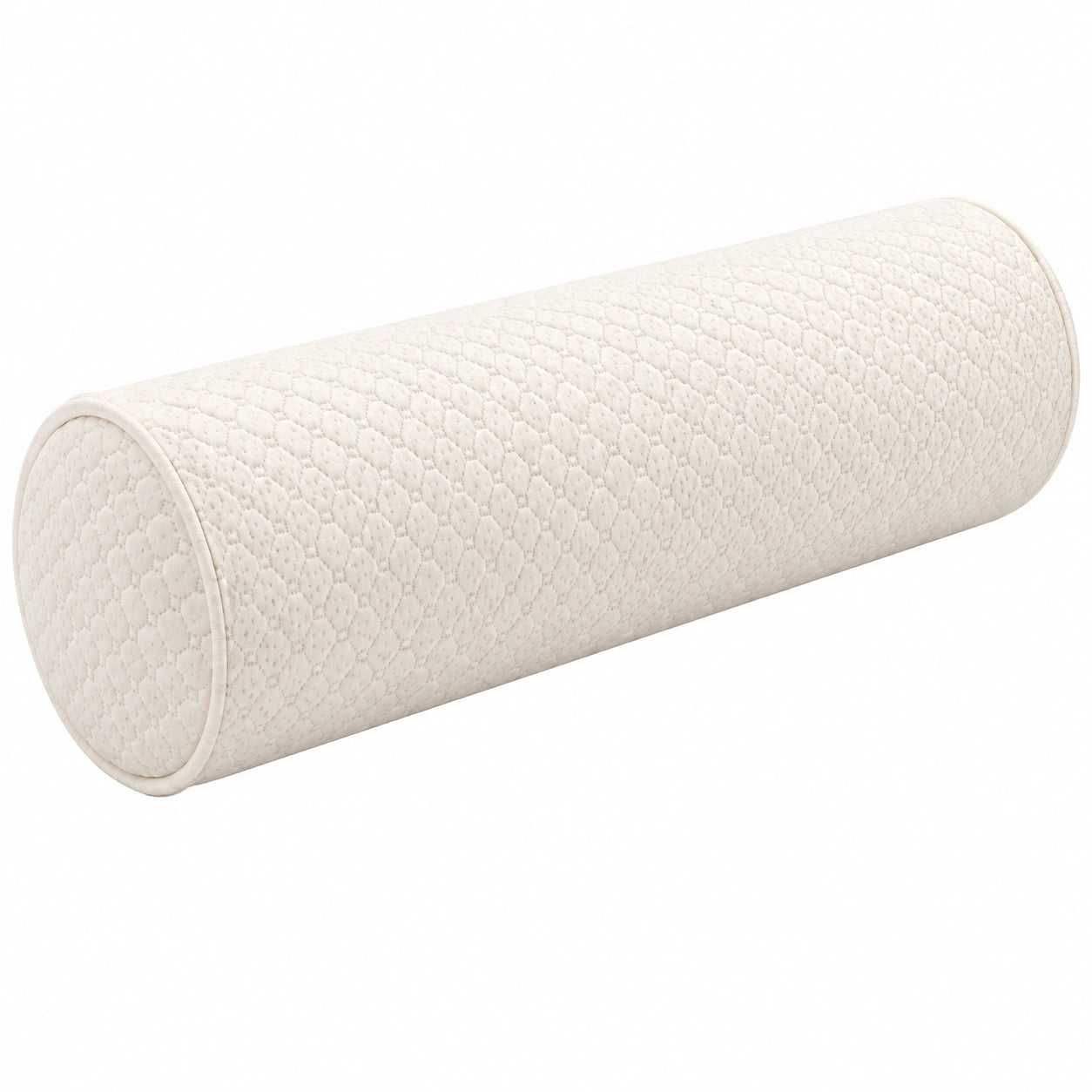 Cuscino cilindrico 15 x 50 cm in tessuto trapuntato avorio - supporto decorativo