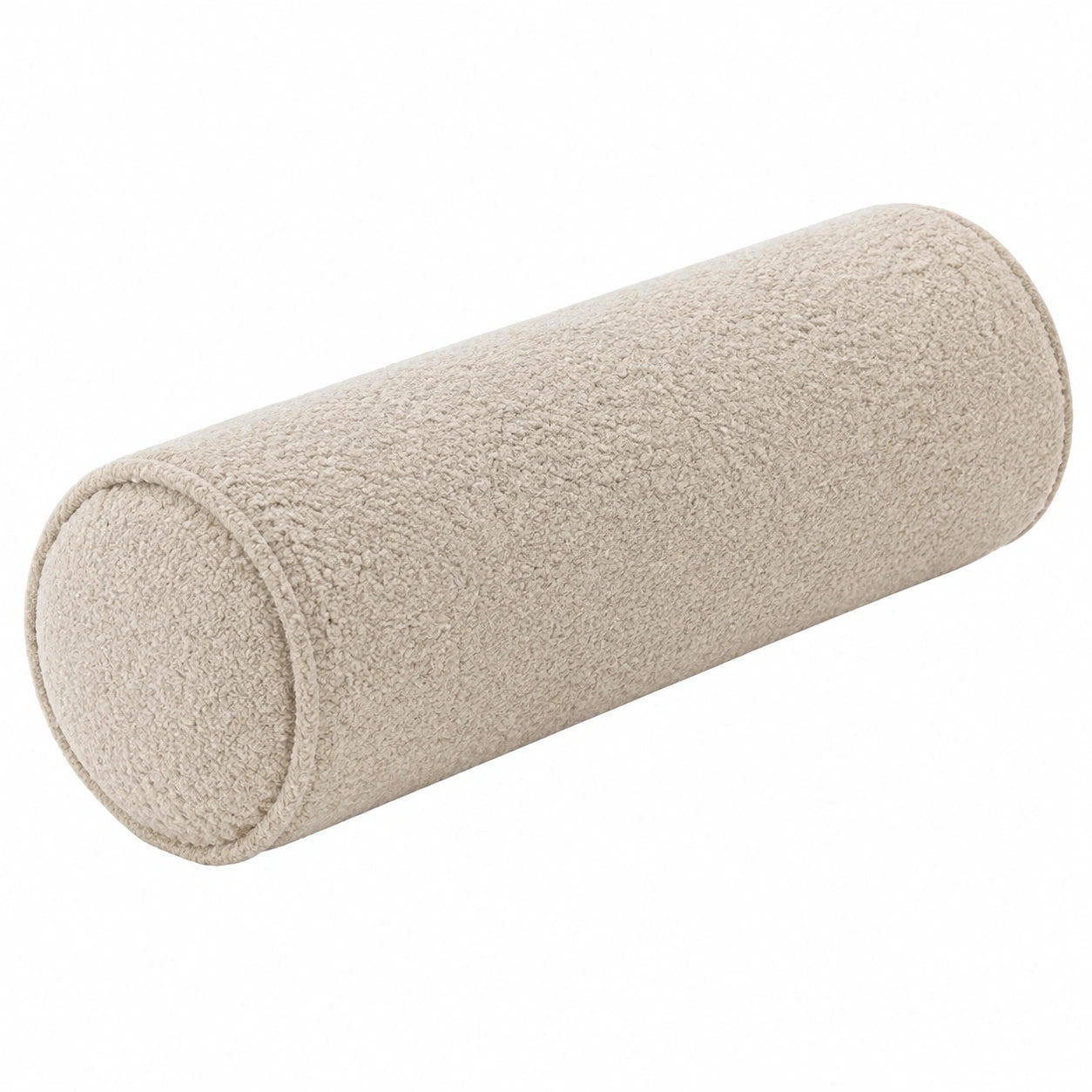 Cuscino cilindrico 50 x 20 cm in tessuto bouclé beige - supporto decorativo morbido
