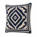 Cuscino decorativo quadrato 45 x 45 cm in tessuto blu e beige con motivo geometrico