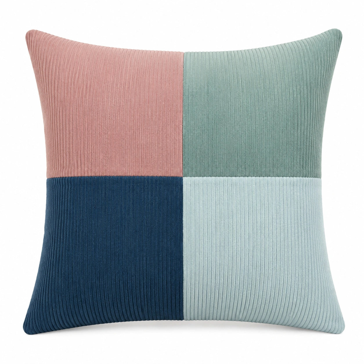 Cuscino decorativo 45 x 45 cm in velluto a coste rosa verde blu stile moderno