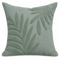 Cuscino decorativo 45 x 45 cm verde salvia in tessuto con motivo foglie in rilievo