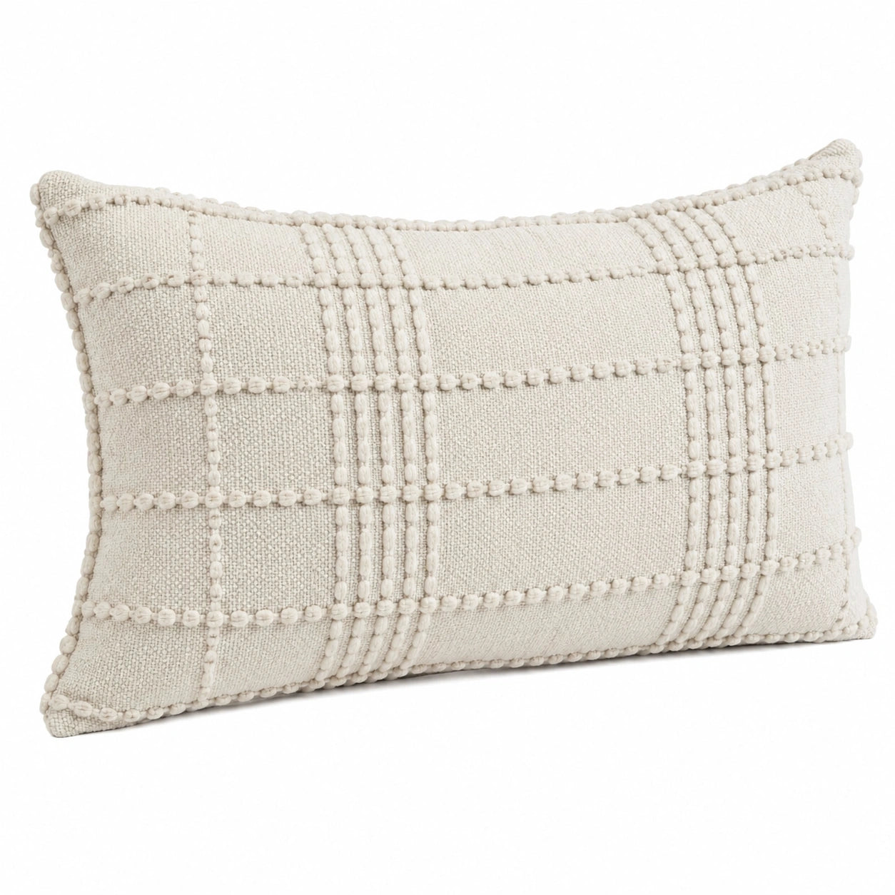 Cuscino decorativo 50 x 35 cm in tessuto beige stile boho