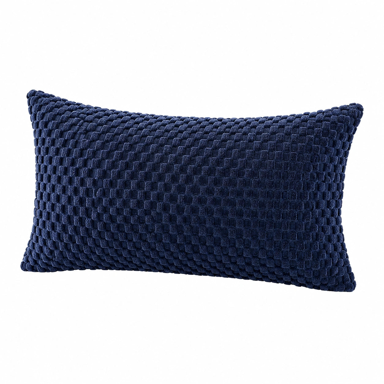 Cuscino decorativo 45 x 30 cm in poliestere blu navy - texture intrecciata per divano e letto