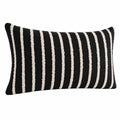 Cuscino decorativo 50 x 30 cm in tessuto nero avorio a righe stile moderno