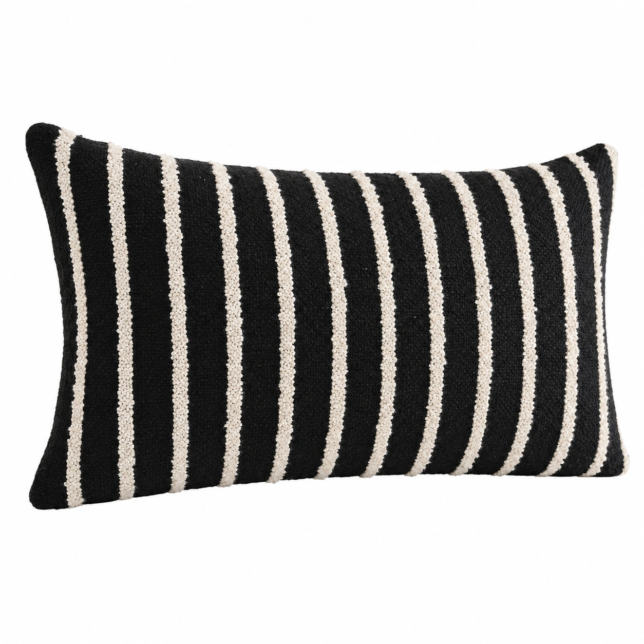 Cuscino decorativo 50 x 30 cm in tessuto nero avorio a righe stile moderno
