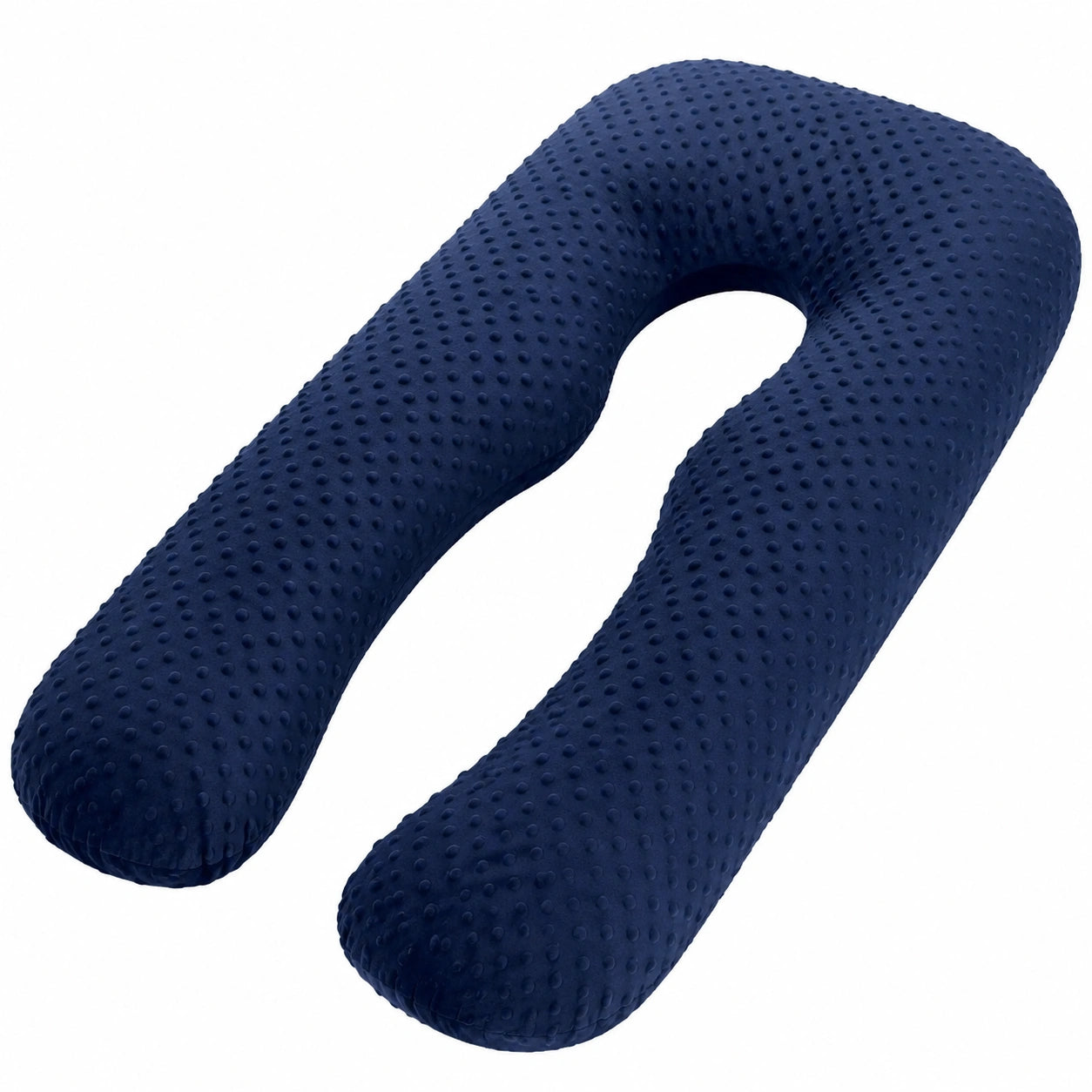 Cuscino a U 130 cm in tessuto sintetico blu navy con rilievi per supporto corpo