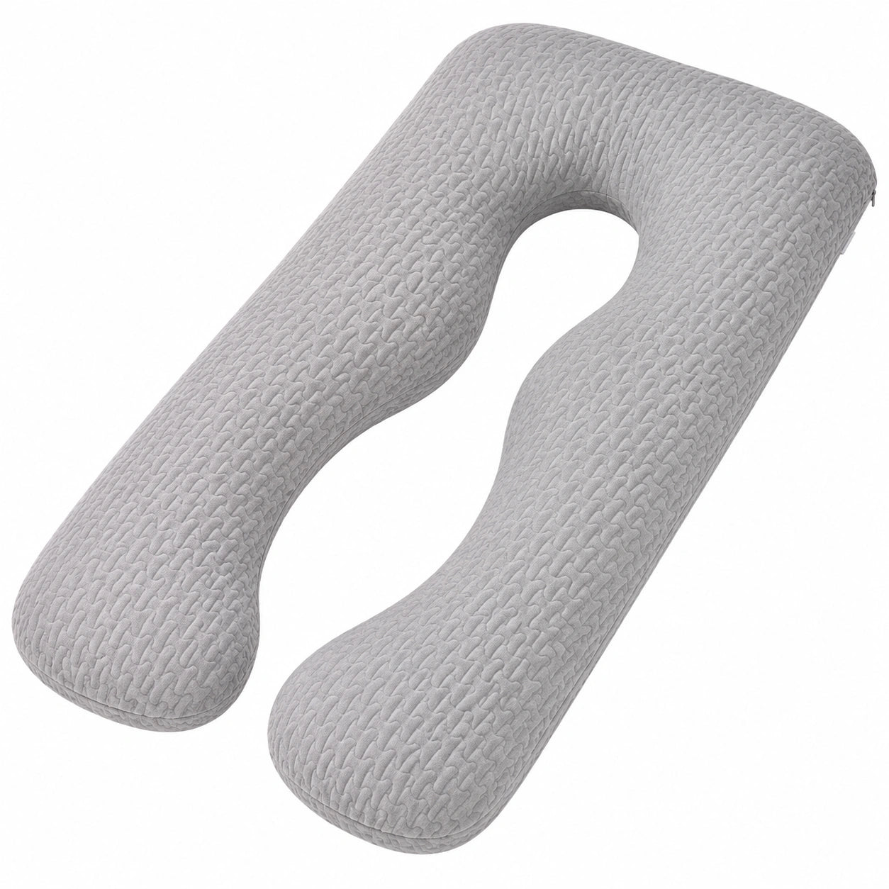 Cuscino gravidanza a U 140 cm in poliestere grigio trapuntato per supporto del corpo