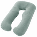 Cuscino gravidanza a U 140 cm in poliestere verde salvia trapuntato - sostegno corpo