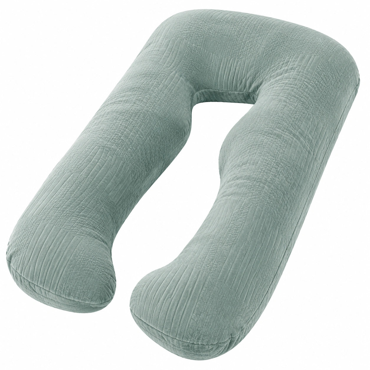 Cuscino gravidanza a U 140 cm in poliestere verde salvia trapuntato - sostegno corpo