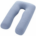 Cuscino gravidanza a U 130 cm in tessuto blu con supporto avvolgente