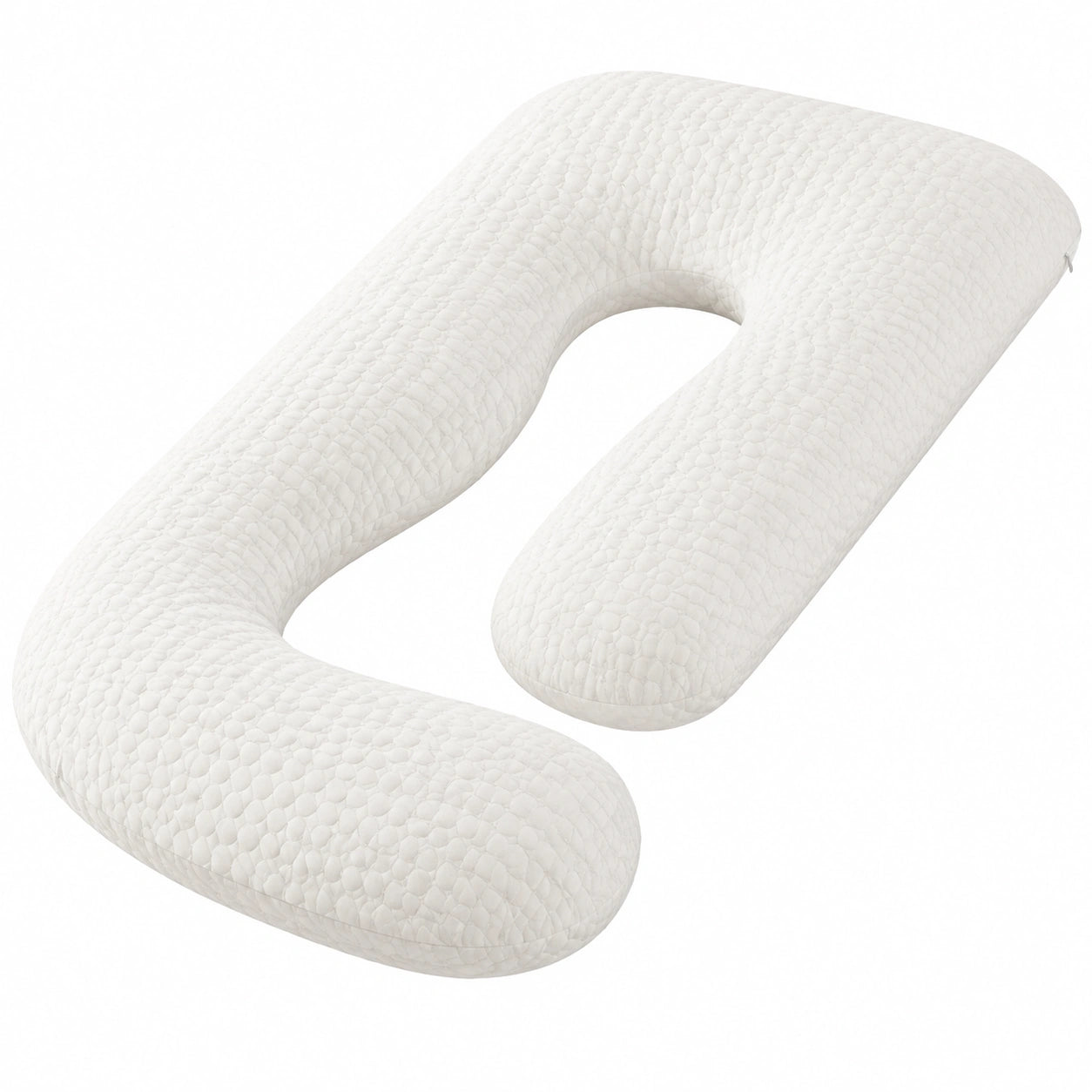 Cuscino gravidanza a U 145 cm in tessuto trapuntato bianco per riposo e supporto