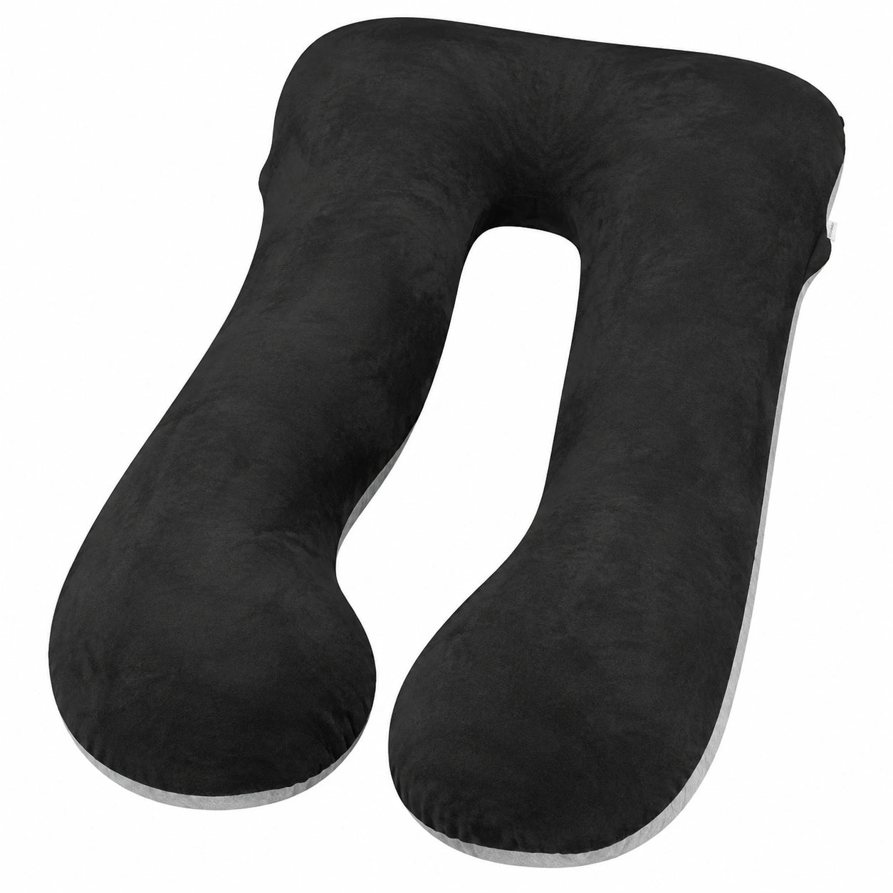 Cuscino gravidanza a U 130 cm in tessuto vellutato nero per supporto corpo
